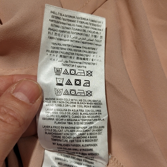 NWT Guess Blush Pink Zip Front Semi Sheer Long Sleeve Blouse Large - Picture 8 of 12